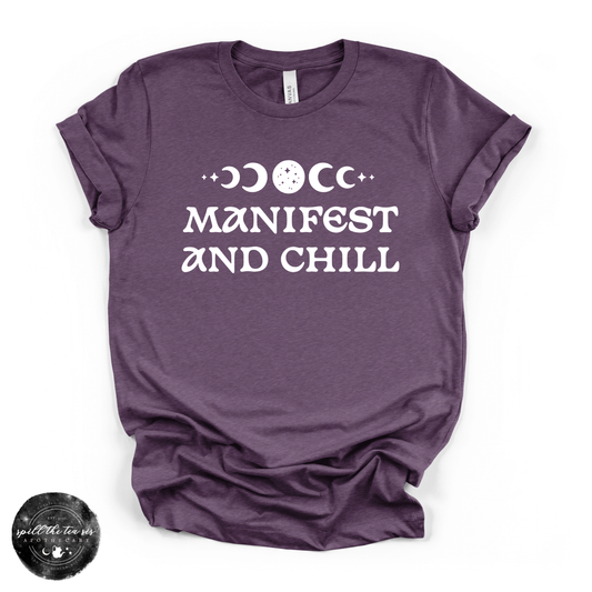 Manifest and Chill Tee ( WHITE DESIGN )| Witchy Graphic T-Shirt