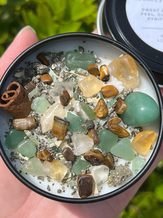 Rich Witch Manifestation Money Magick Intention Candle | Ritual Altar Crystal Spell Infused Scented Witchy Gift Wealth Abundance Prosperity