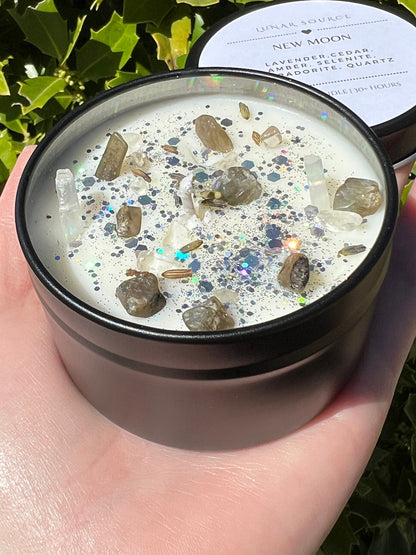 New Moon Magick Ritual Candle | Witchcraft Altar Spell Lunar Cycle Magic Gift Scented Intention Soy Herbal Candle | Deity Hekate Devotional