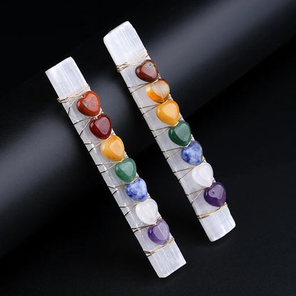 Chakra Heart Selenite Wand