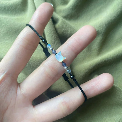 Moonstone Obsidian Cat Charm Bracelets