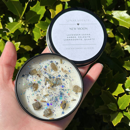 New Moon Magick Ritual Candle | Witchcraft Altar Spell Lunar Cycle Magic Gift Scented Intention Soy Herbal Candle | Deity Hekate Devotional